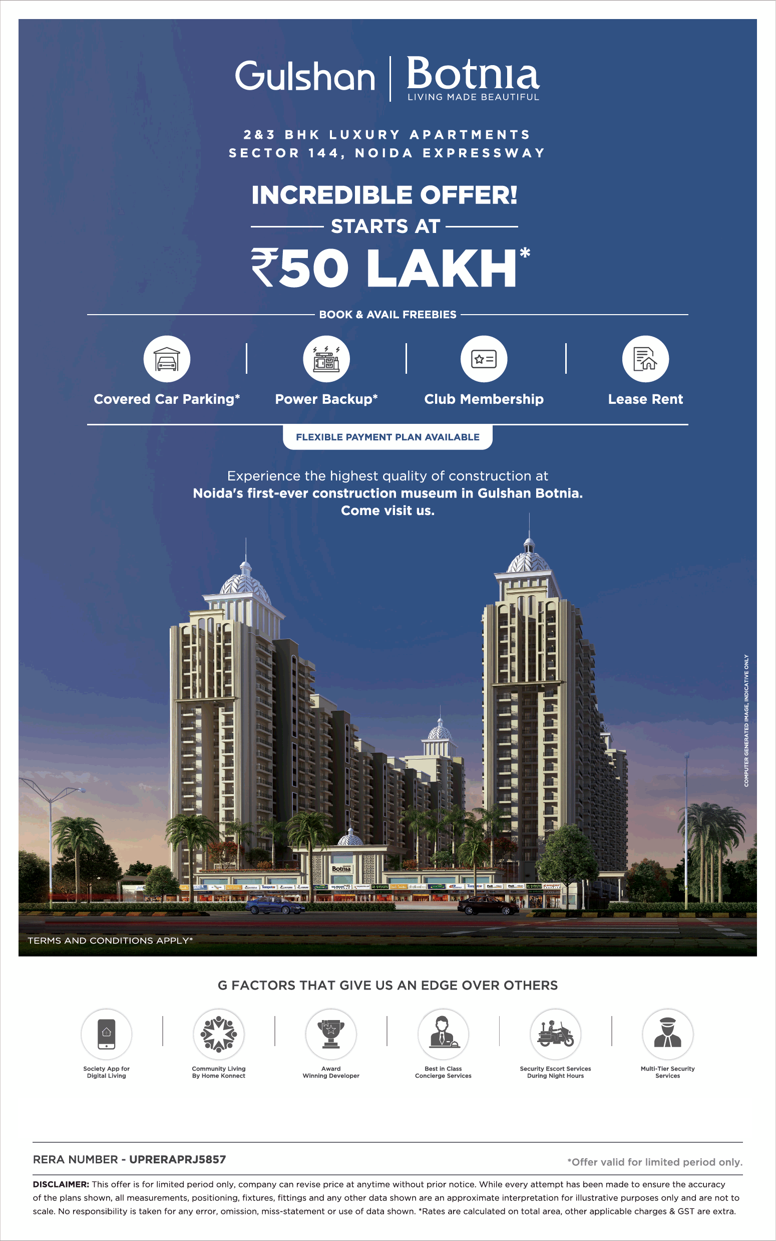 Book 2 and 3 BHK apartments incredible offers Rs 50 Lakh at Gulshan Botnia, Noida Update