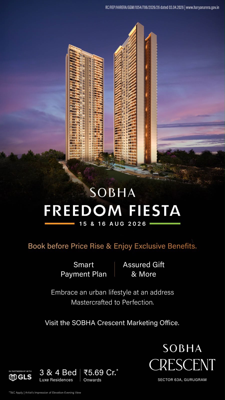 Don't Miss SOBHA Freedom Fiesta August 15-16! || Book Now at SOBHA Crescent Before Price Rise! || Exclusive Gifts and Smart Payment Plan at SOBHA Crescent! Update
