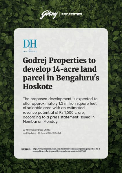 Exciting Opportunity by Godrej Properties in Bengaluru, Hoskote Update