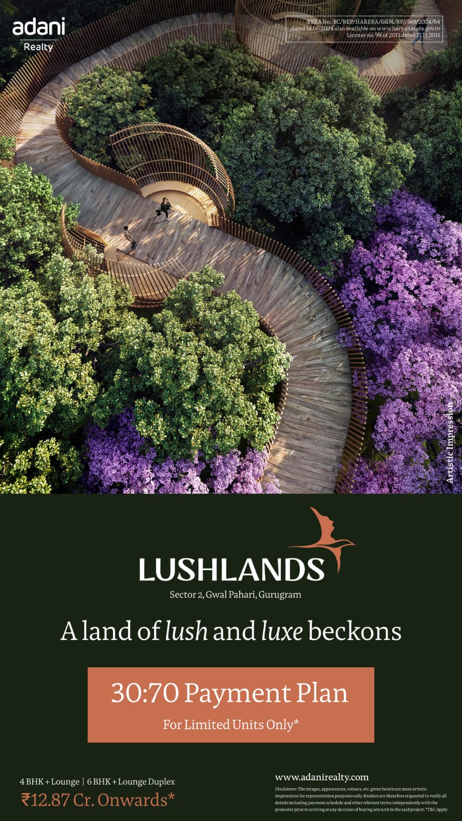 Explore Lushlands by Adani Realty, Sector 2, Gwal Pahari, Gurugram from ₹12.87 Cr Onwards Update