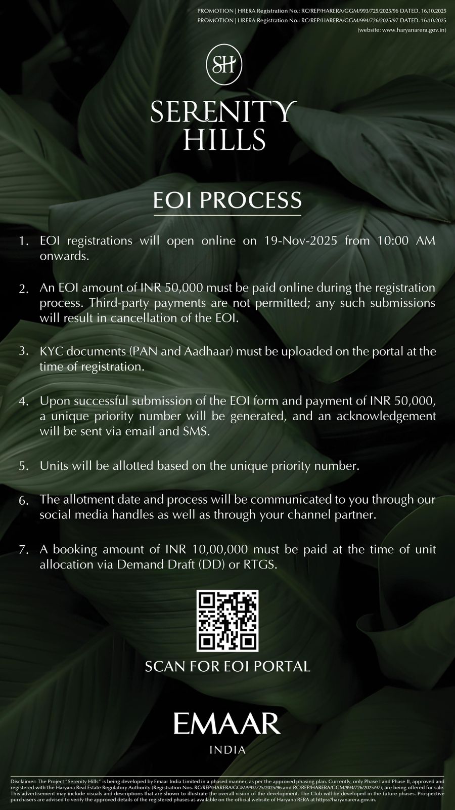 Discover Serenity Hills by Emaar in India, Register EOI by Nov 19! Update