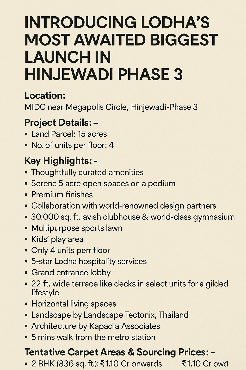 Explore Lodha's Grand Launch in Hinjewadi Phase 3 Update