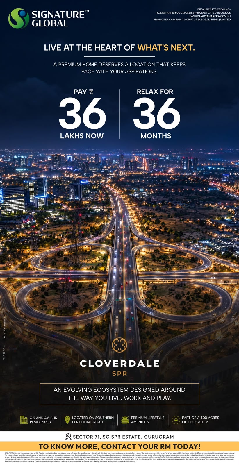 Pay ₹36 Lakhs Now for Cloverdale by Signature Global || Secure Your Home at Sector 71, Gurugram || Relax for 36 Months with Signature Global Update