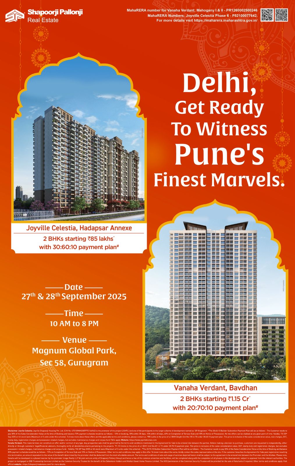 Explore Pune's Marvels: Joyville Celestia & Vanaha Verdant, Sep 27-28, Gurugram Update
