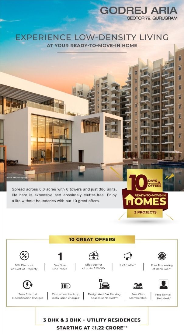 Experience low-density living at your ready-to-move-in home at Godrej Aria in Gurgaon Update