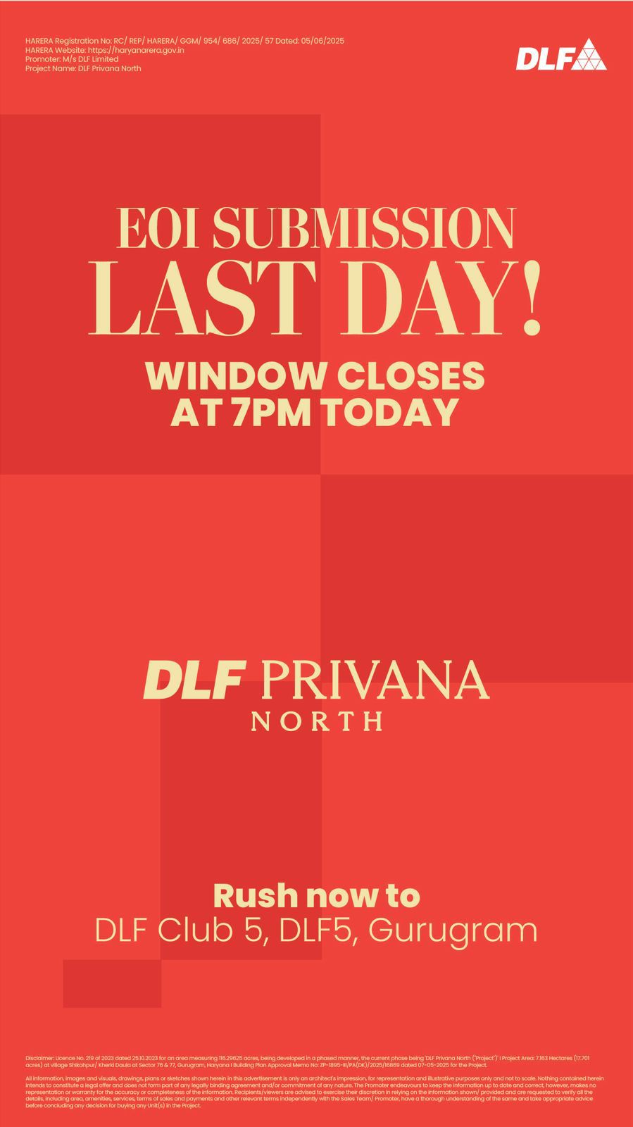 DLF Privana North in Gurugram, Last Day for EOI Submission, Don't Miss Out! Update