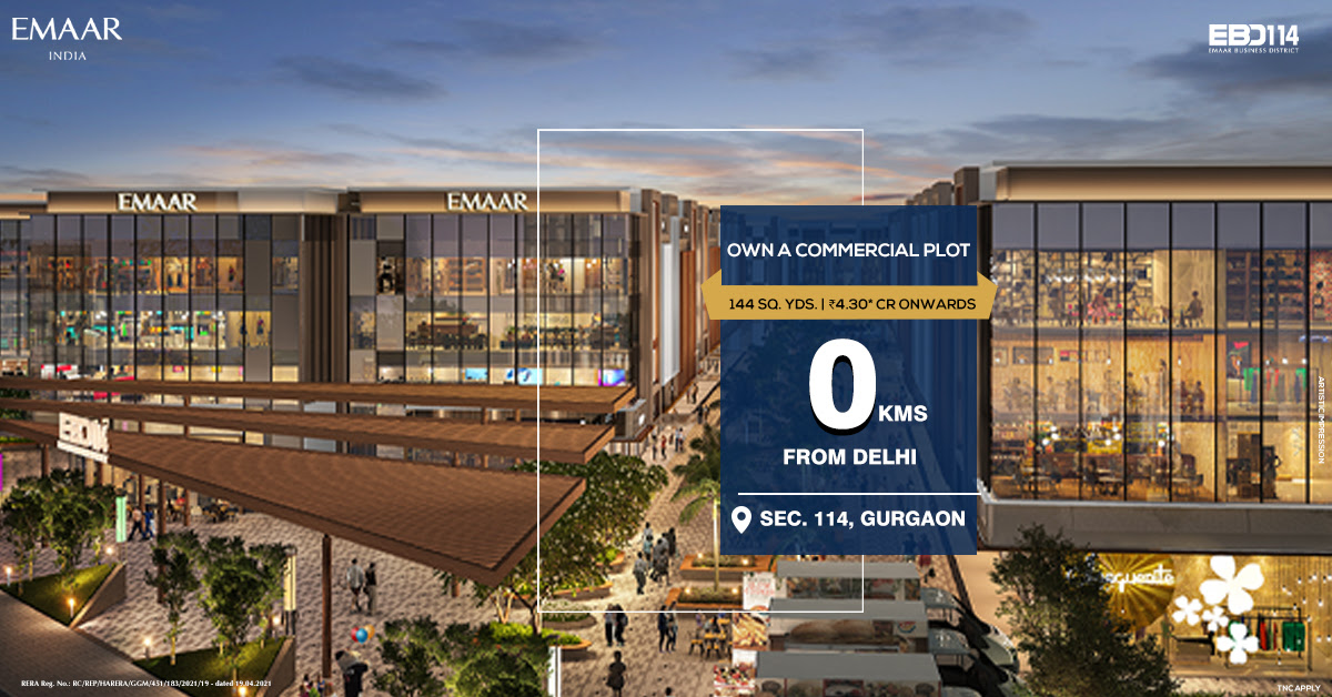 Own a commercial plot 144 Sqyd Rs 4.30 Cr onwards at Emaar EBD 114, Gurgaon Update