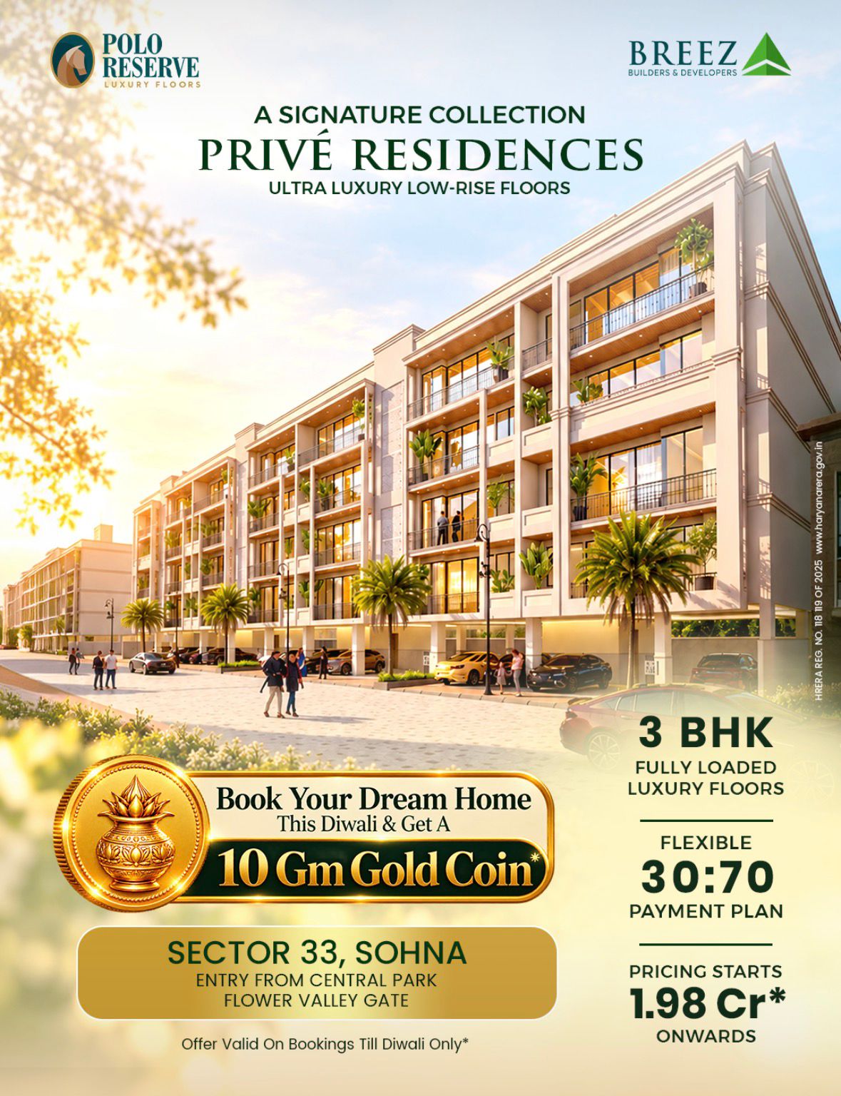 Book Your Dream Home This Diwali || Unlock Luxury Living at Privé Residences || Exclusive Diwali Offer: 10gm Gold Coin photo 1