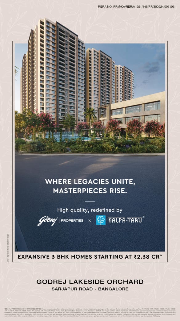 Discover Luxurious 3 BHK Homes Starting at ₹2.38 Cr at Godrej Lakeside Orchard, Sarjapur Road, Bangalore Update