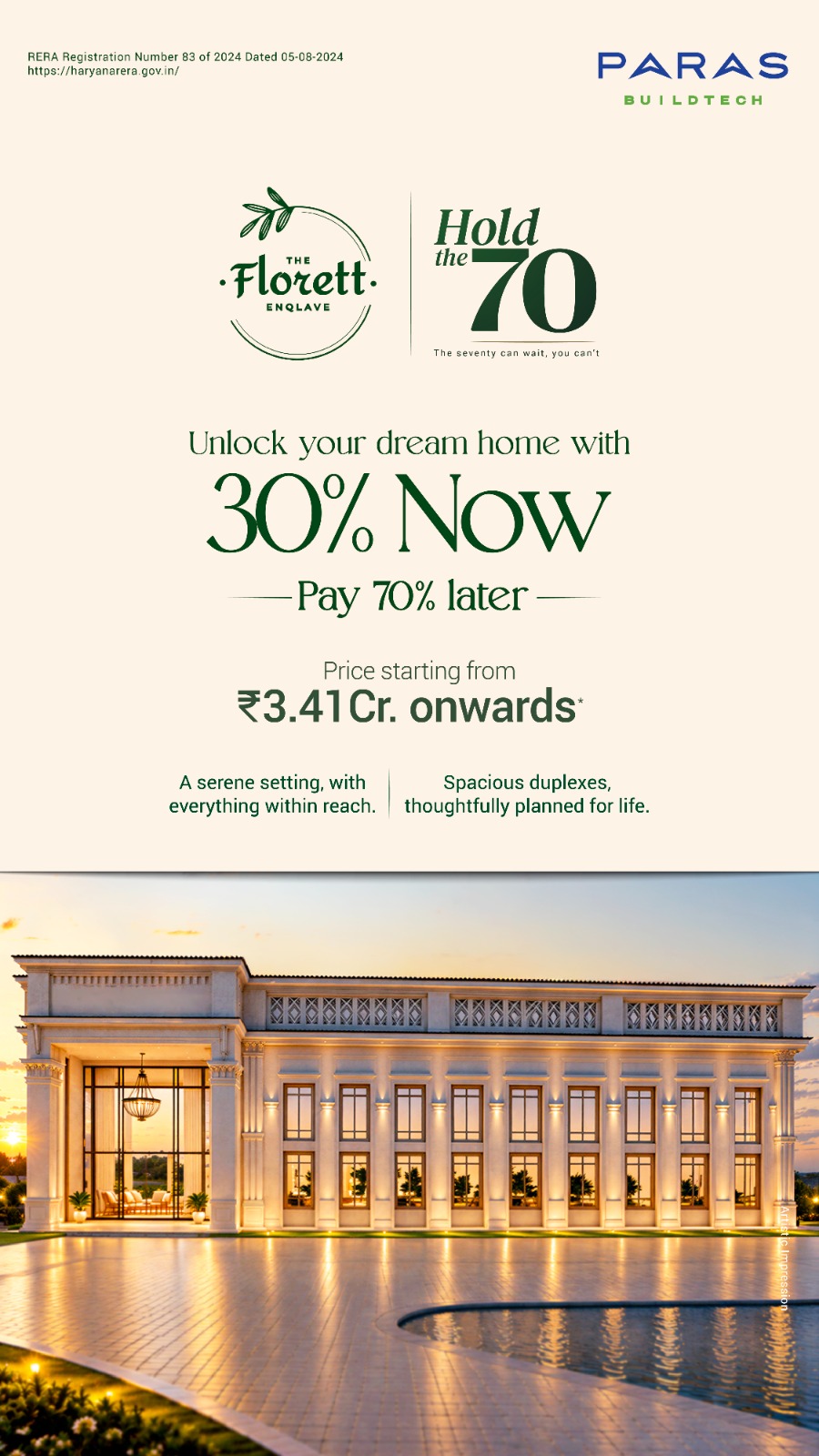 Unlock Your Dream Home with 30% Now || Pay 30% Today, Move In by 2026 || Secure Your Home with Paras Buildtech Update