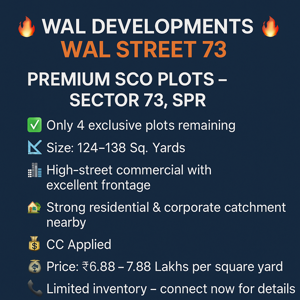 Discover Premium SCO Plots by WAL Developments at WAL Street 73, Sector 73, SPR Update