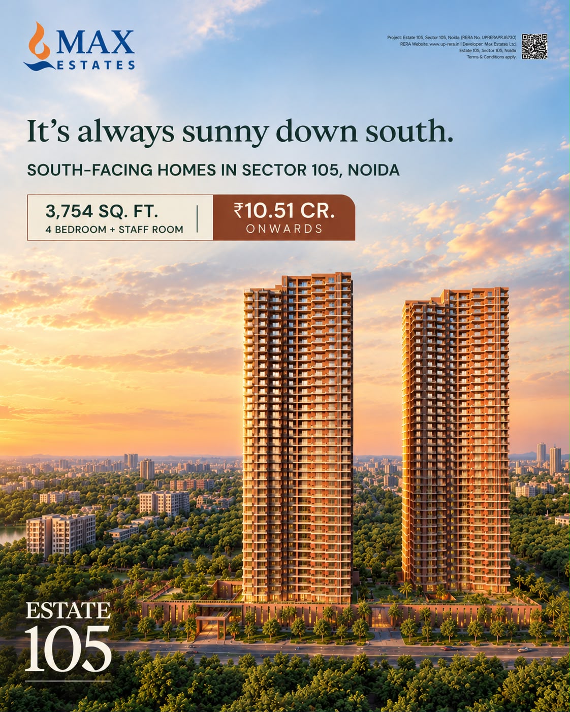 Explore Luxurious Living at Max Estates || Discover Your South-Facing Home at Estate 105 || Own a 4 BHK in Sector 105, Noida