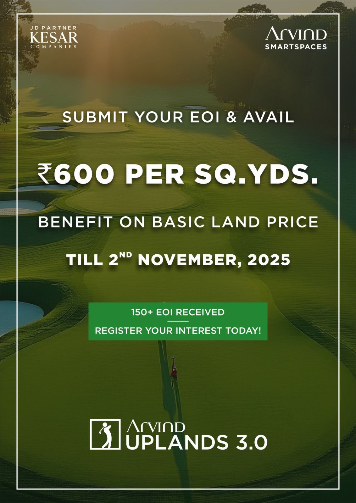 Avail ₹600/sq yd Discount at Uplands 3.0, Adroda – Offer Ends November 2, 2025 Update