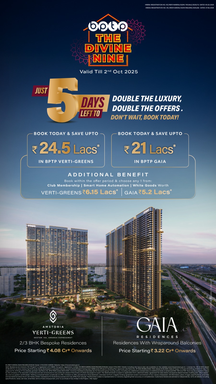 Double the Luxury, Double the Offers: Save Big with BPTP in Sector-102, Dwarka Expressway! Update