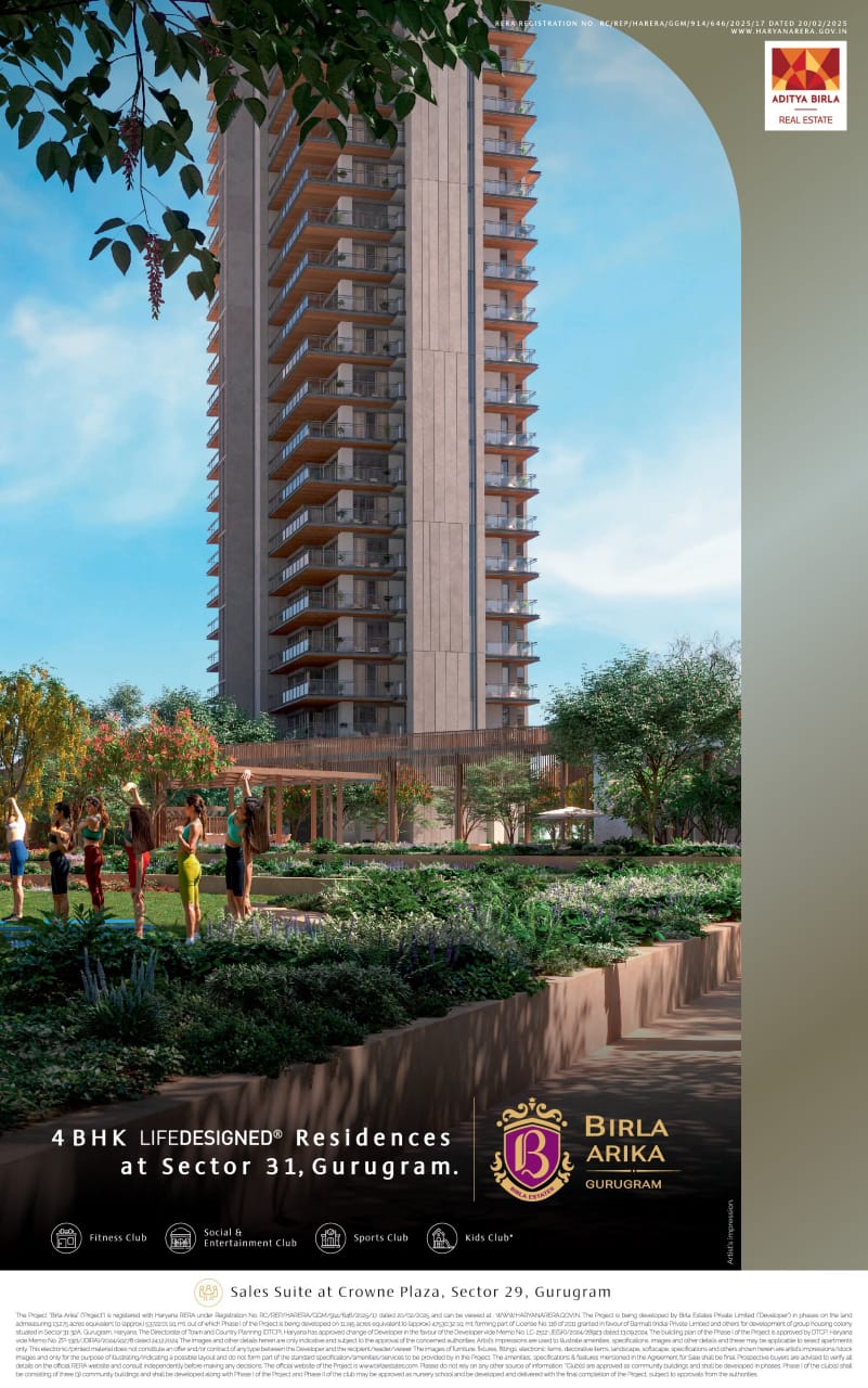 Experience Opulent Living at Birla Arika, 4BHK in Sector 31, Gurugram Update