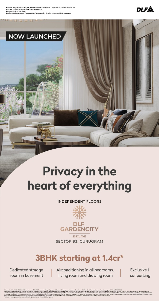 Now launched privacy in the heart of everything at DLF Garden City, Gurgaon Update