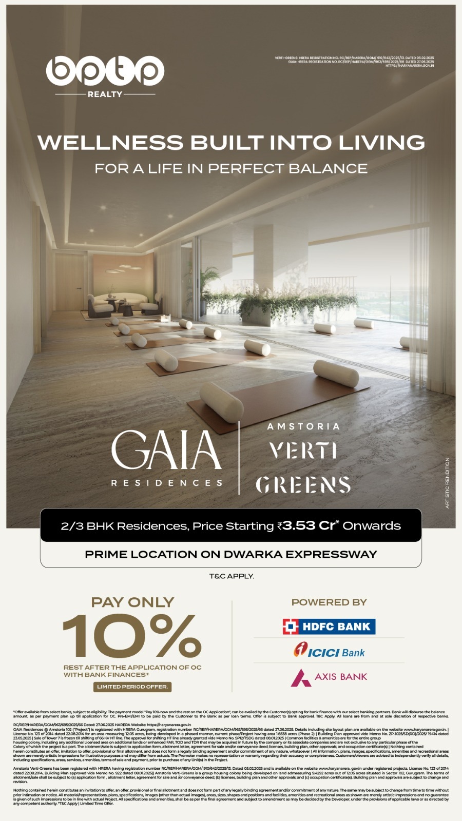 Secure Your Home with Just 10% at BPTP GAIA Residences || Explore Wellness Living on Dwarka Expressway || Book Now: Limited Period Offer Update