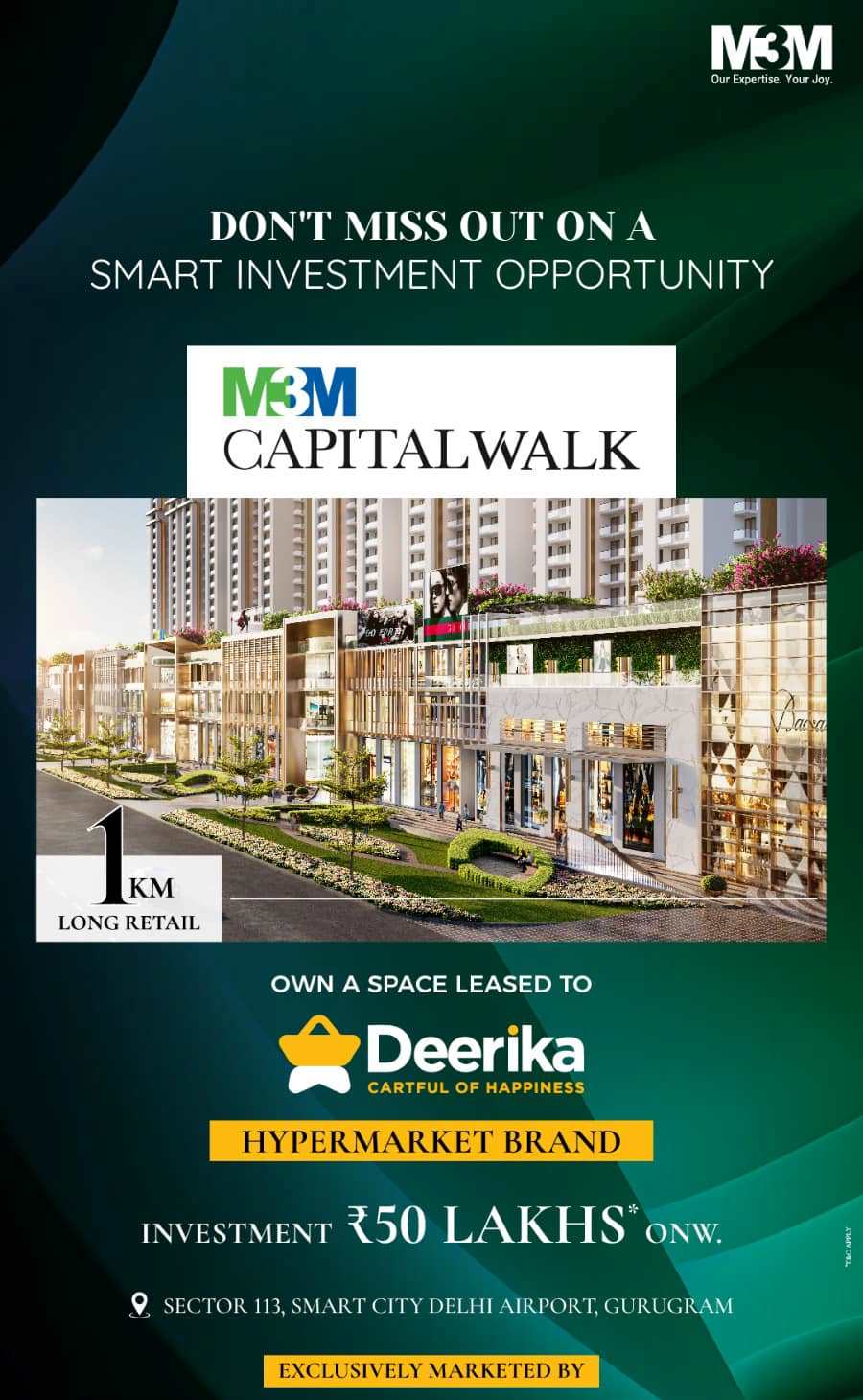 Investment starts Rs 50 Lac onwards at M3M Capital Walk in Sector 113, Gurgaon Update