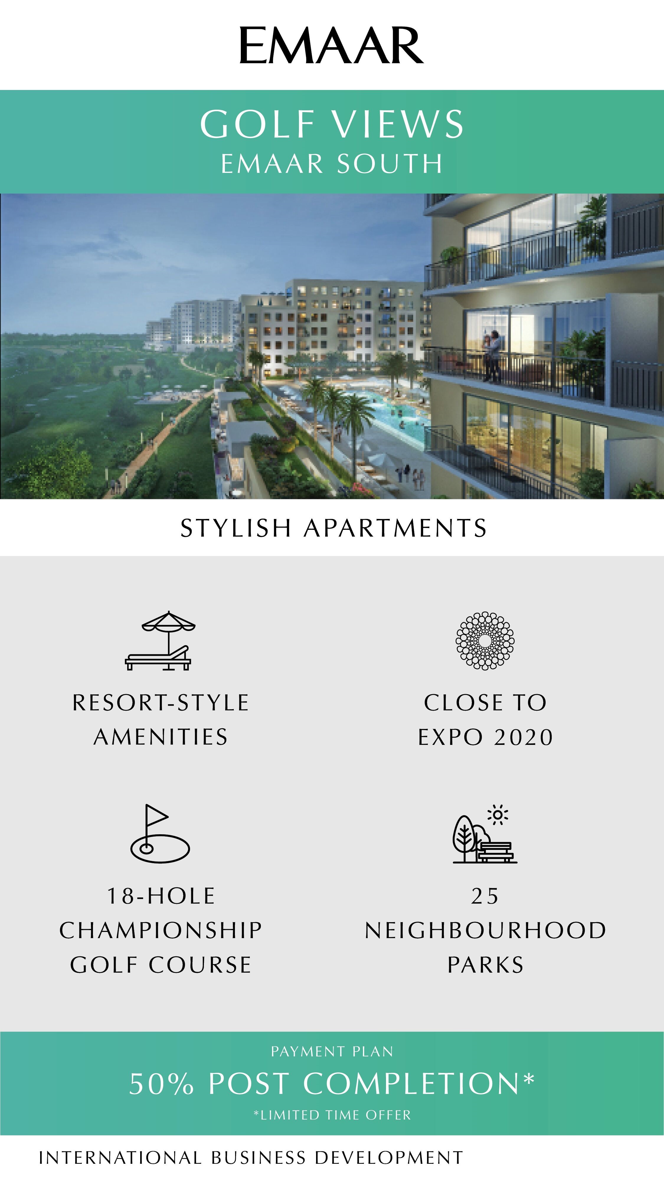 Avail 50% Post Completion Offer at Emaar Golf Veiws at Emaar South in Dubai Update