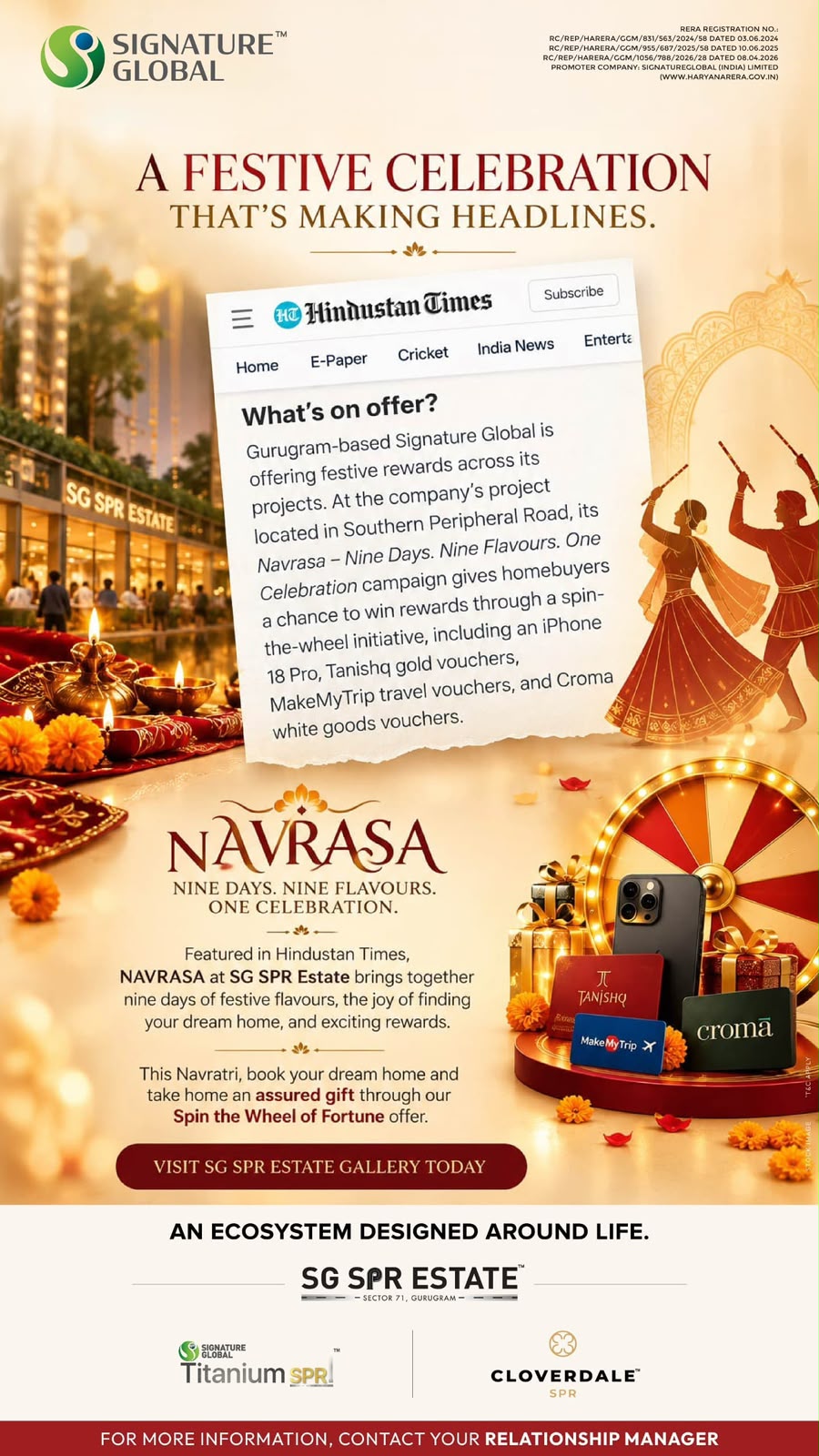 Celebrate Navratri with Rewards at SG SPR Estate || Visit SG SPR Estate for Festive Offers || Spin the Wheel of Fortune at Signature Global photo 1