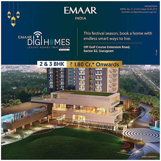 Emmar Digi Homes Offering 2 & 3 BHK Luxury Homes @ 1.80 Cr. at Sector 62, Gurugram Update