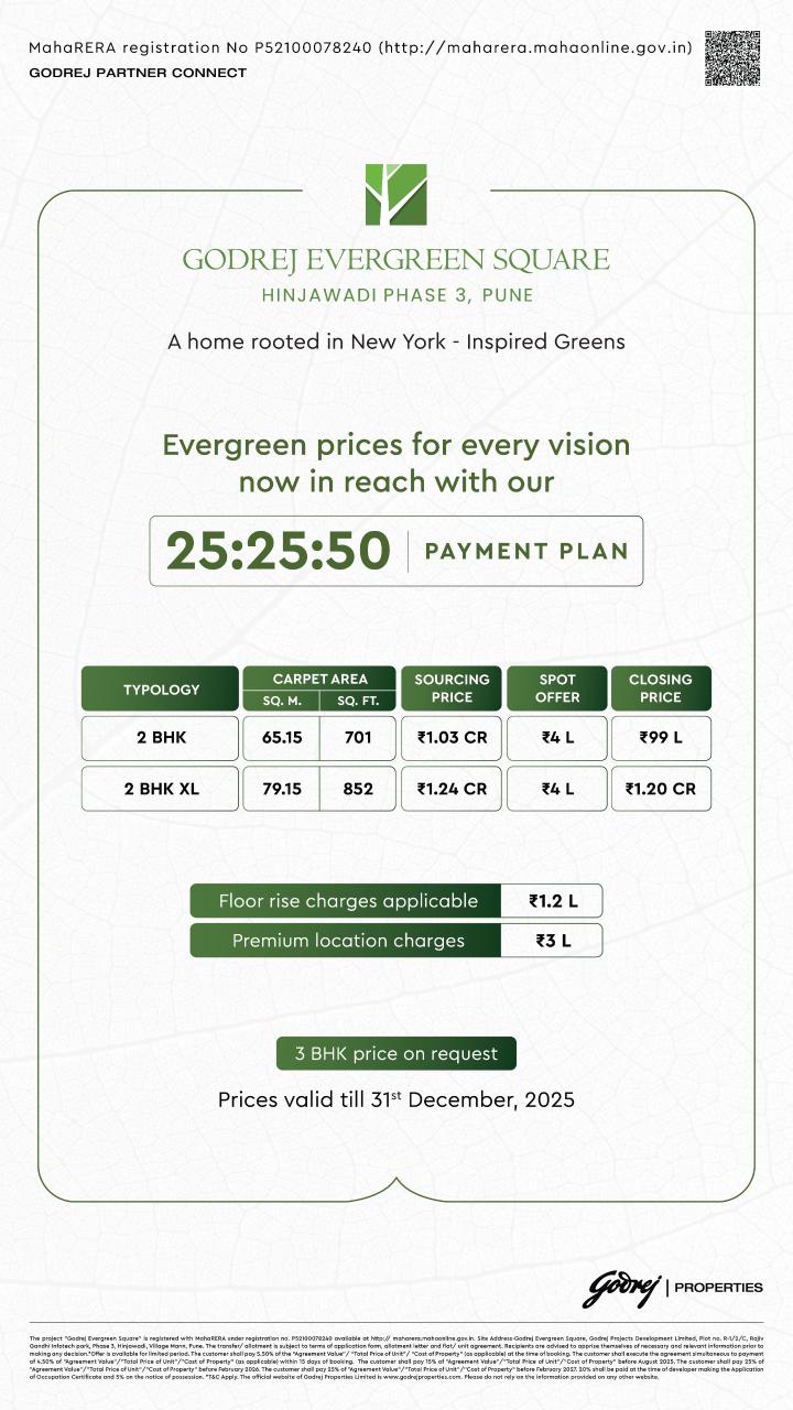 Own Your Dream Home at Godrej Evergreen Square, Hinjewadi Phase 3 - Starting at ₹1.03 Cr Update