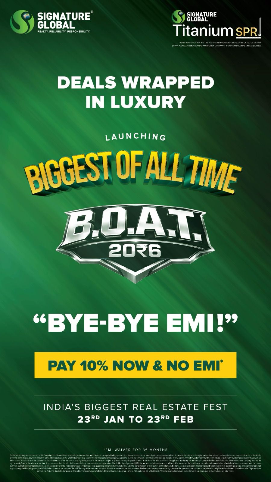 Exclusive Luxury by Signature Global, Launching B.O.A.T., India's Biggest Real Estate Fest, Jan 23 - Feb 23 Update