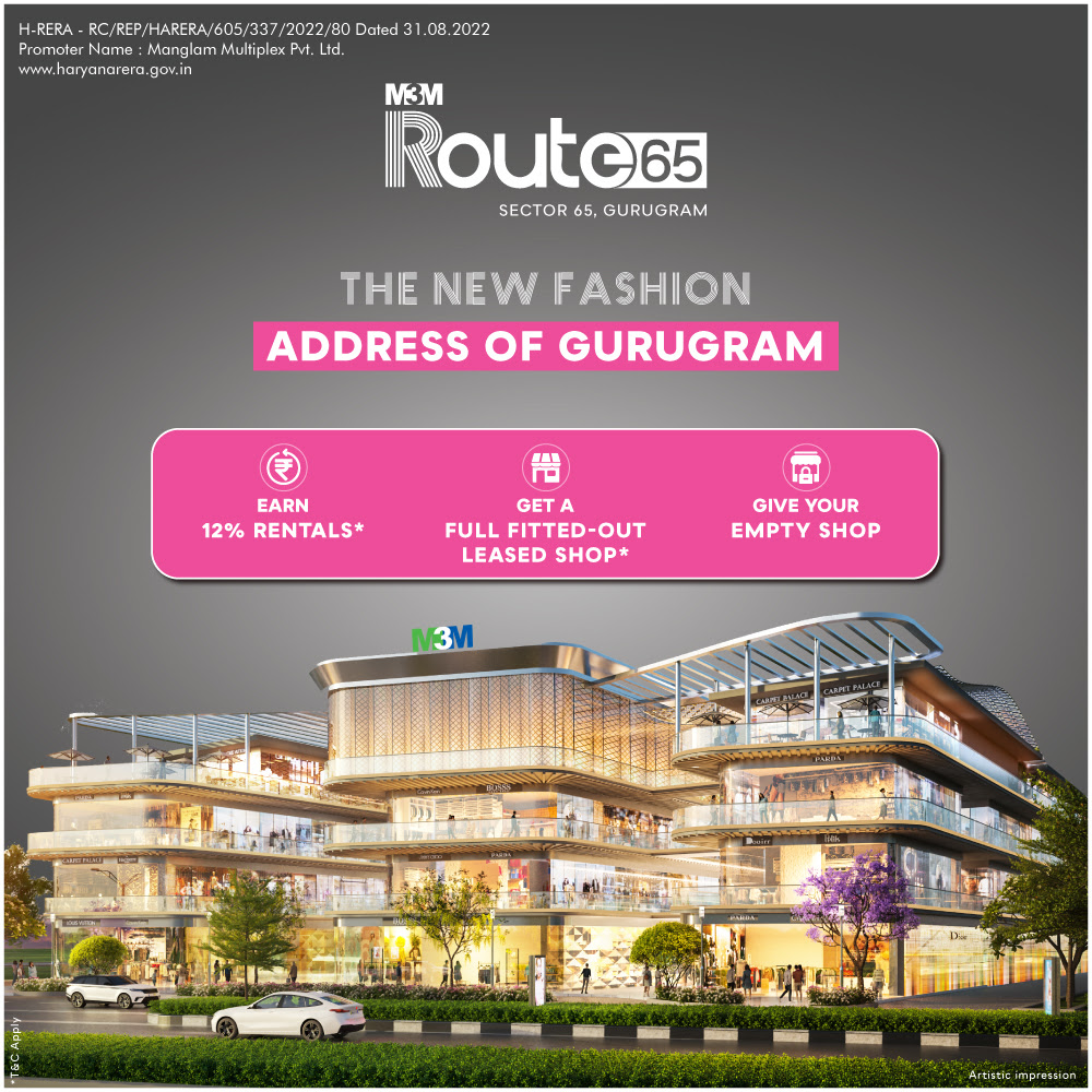 New launch retail shops at M3M Route 65, Gurgaon Update