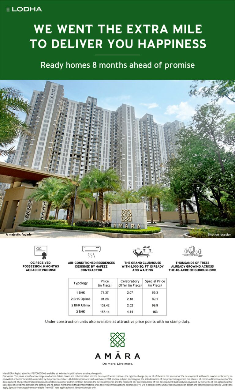 Buy Ready Homes 8 Months Ahead of Promise at Lodha Amara, Thane Update