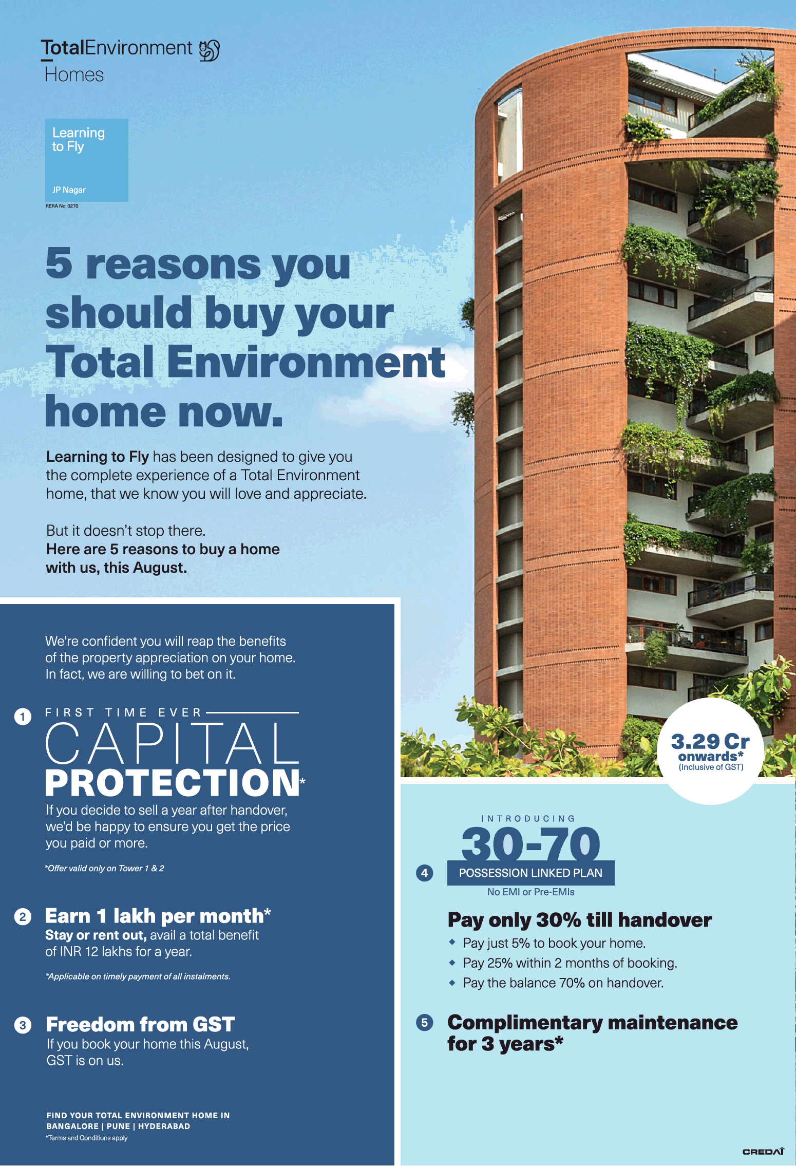 5 reason to buy apartment in Total Environment Homes, Bangalore Update