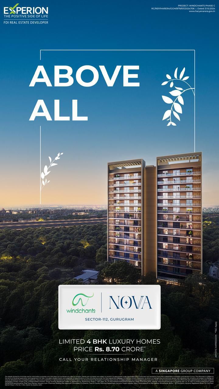 Explore Luxury Living at Windchants NOVA, Gurugram - Limited 4 BHK Residences from 8.70 Cr Update