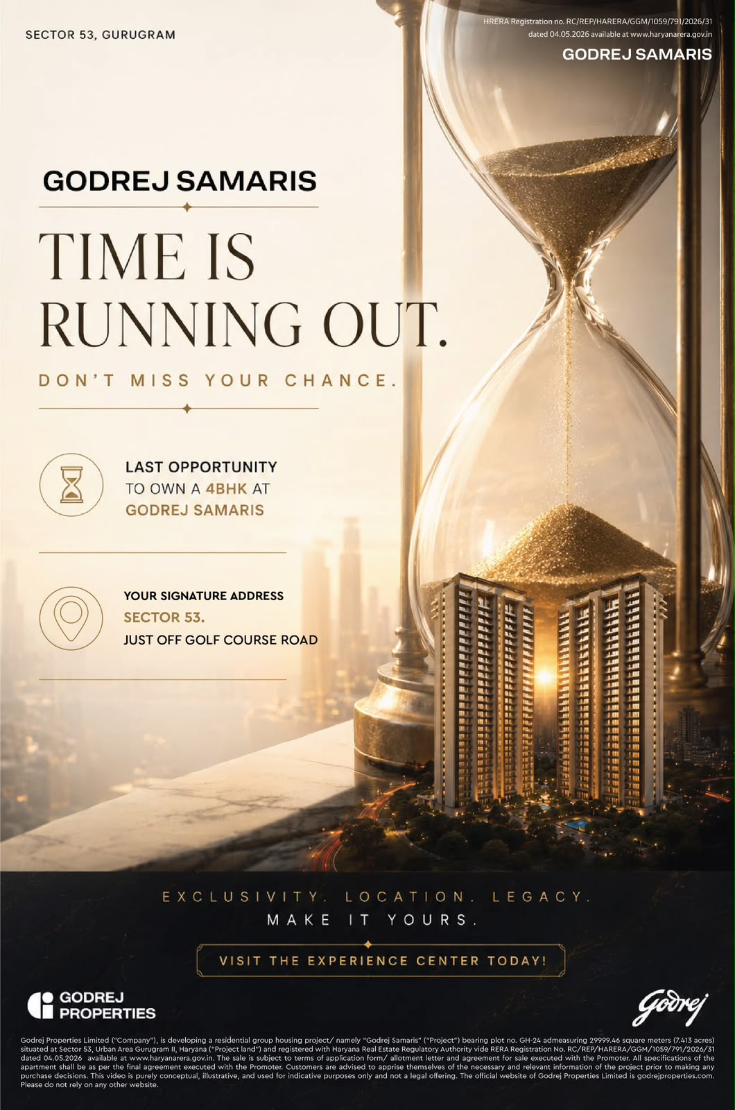 Last Opportunity to Own a 4BHK at Godrej Samaris || Don't Miss Your Chance at Godrej Samaris || Secure Your Signature Address at Sector 53 Update