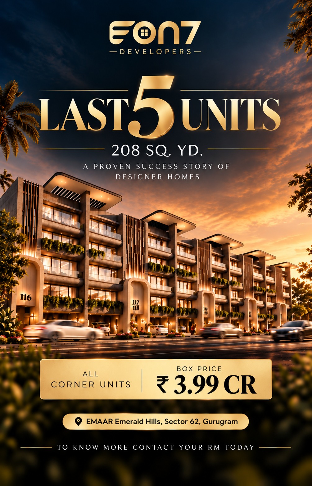 Grab the Last 5 Units at Eon7 Developers || Secure Your Designer Home Today! || Limited Corner Units Available at ₹3.99 CR photo 1
