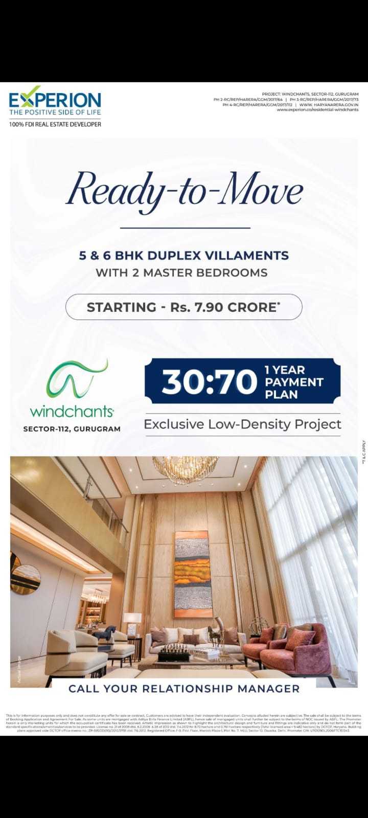 Ready-to-Move 5 & 6 BHK Duplex Villaments at Windchants, Gurugram, Starting Rs. 7.90 Crore Update