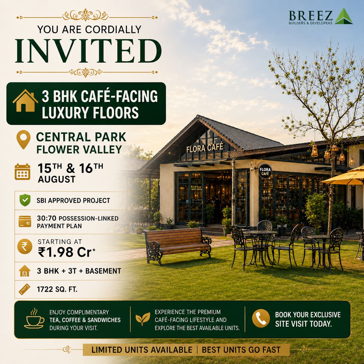 Explore 3 BHK Luxury at Central Park || Limited Units at Breeze Flower Valley || Café-Facing Floors Invitation Update