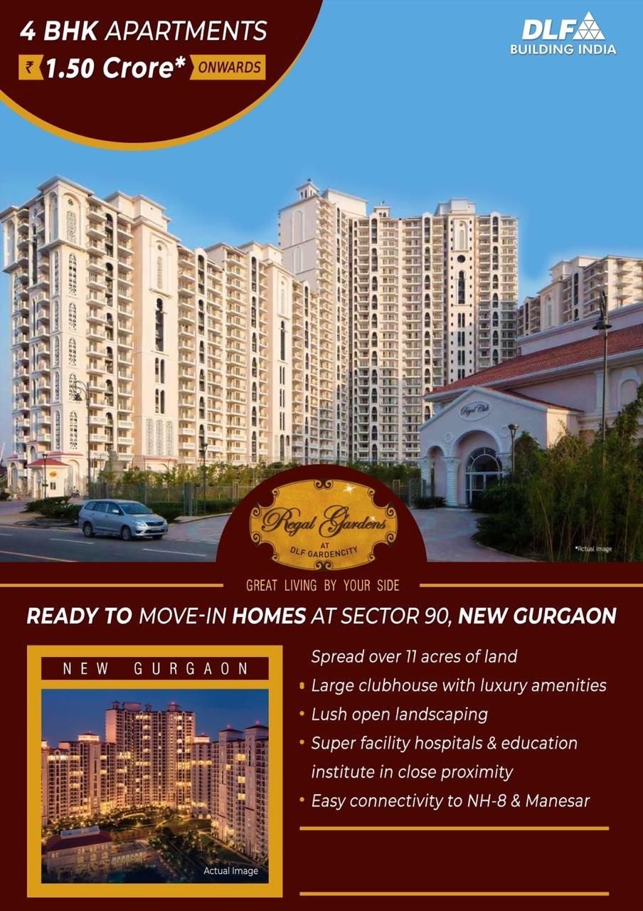 4 BHK Ready to move-in homes at 1.5 cr in DLF Regal Gardens, New Gurgaon Update