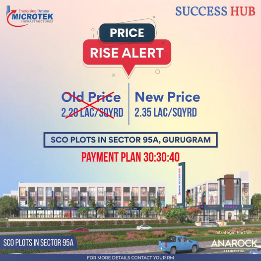 Microtek Success Hub in Sector 95A, Gurugram: Price Rise Alert for Premium SCO Plots Update