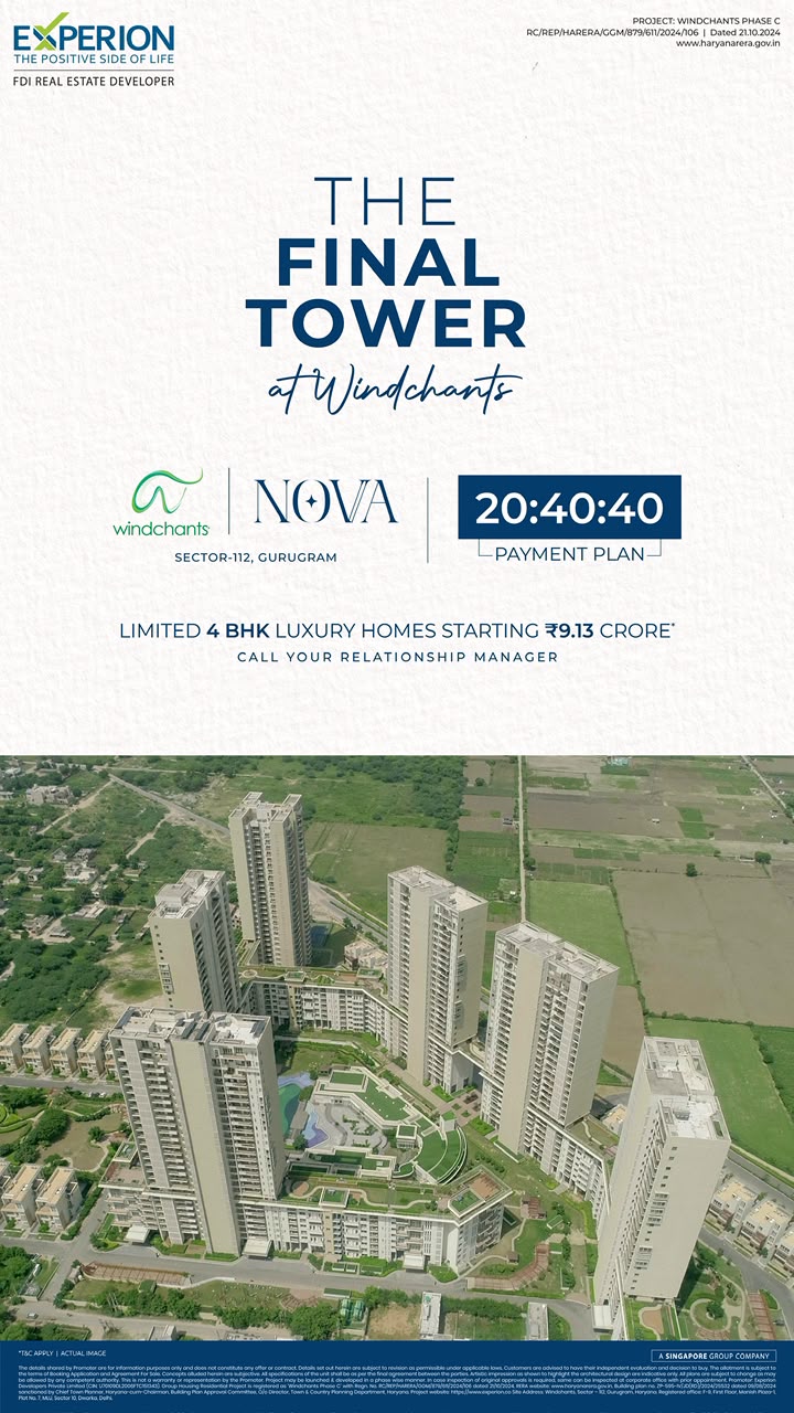 Secure Your Home in the Final Tower || Last Chance at Windchants, Gurugram || Avail 20:40:40 Payment Plan Update