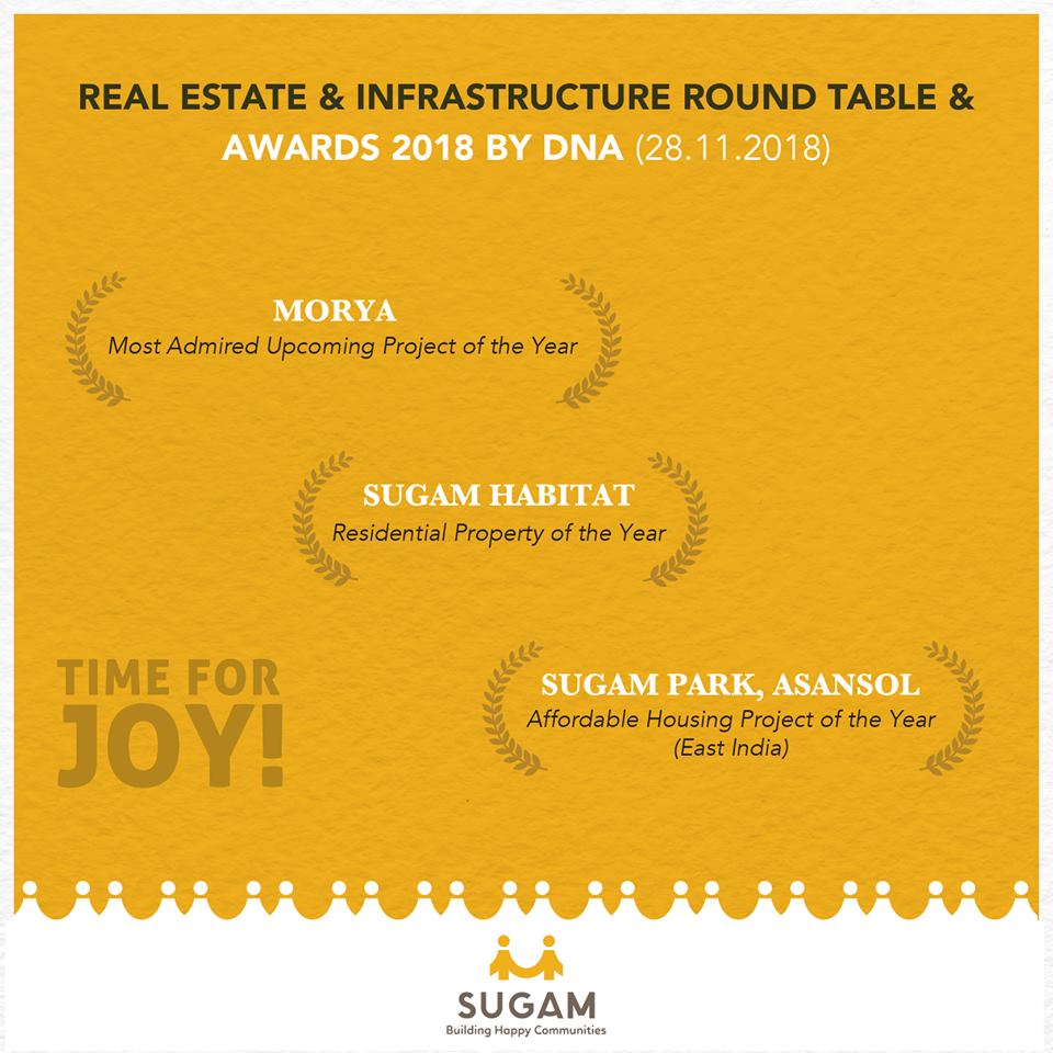 A Hat-Trick for Sugam Homes at the DNA Real Estate & Infrastructure Round Table & Awards 2018 Update