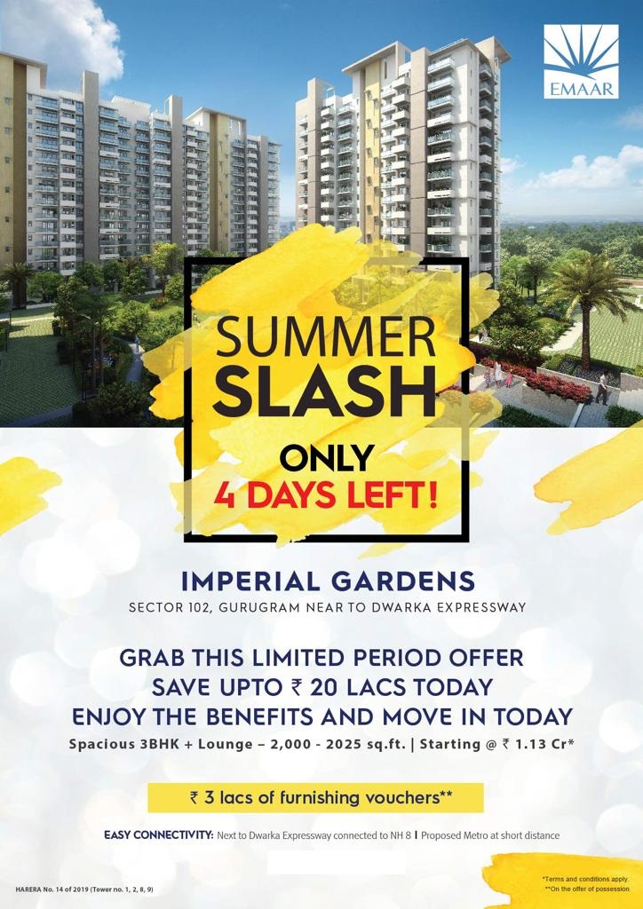 Grab this limited offer save upto Rs. 20 lakhs & move in today at Emaar MGF Imperial Gardens in Gurgaon Update