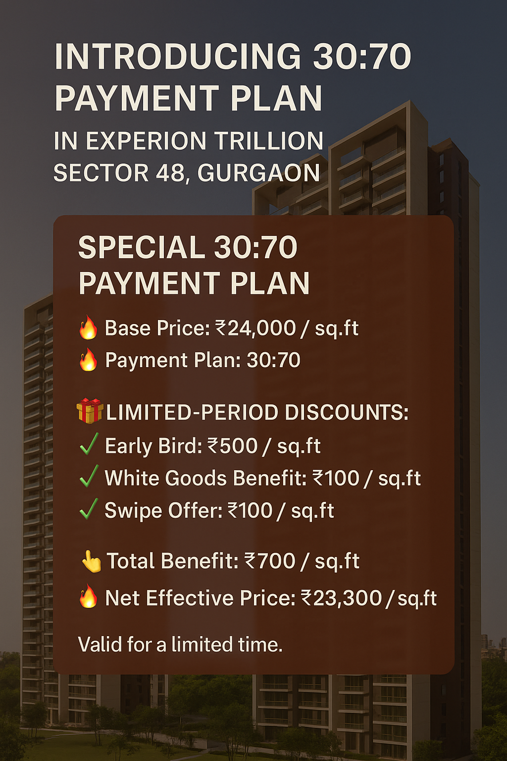 Limited-Time Offer: 30:70 Plan at Experion Trillion, Gurgaon Update