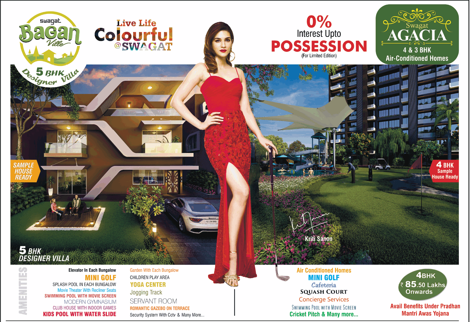 Pay 0% interest upto possession at Swagat Agacia & Swagat Bagan Ville in Ahmedabad Update