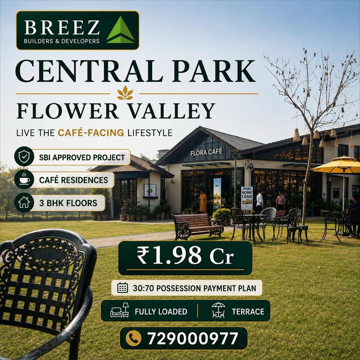 Explore Cafe-Facing Lifestyle at Flower Valley || Own a Cafe Residence Today || Discover SBI Approved Breez Central Park Update
