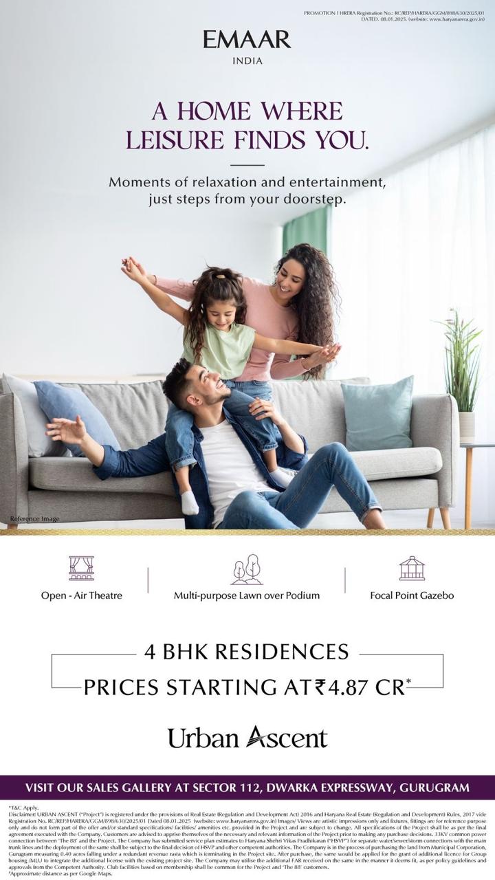 Luxurious 4 BHK at Urban Ascent, Starting ₹4.87 Cr, Gurugram Update
