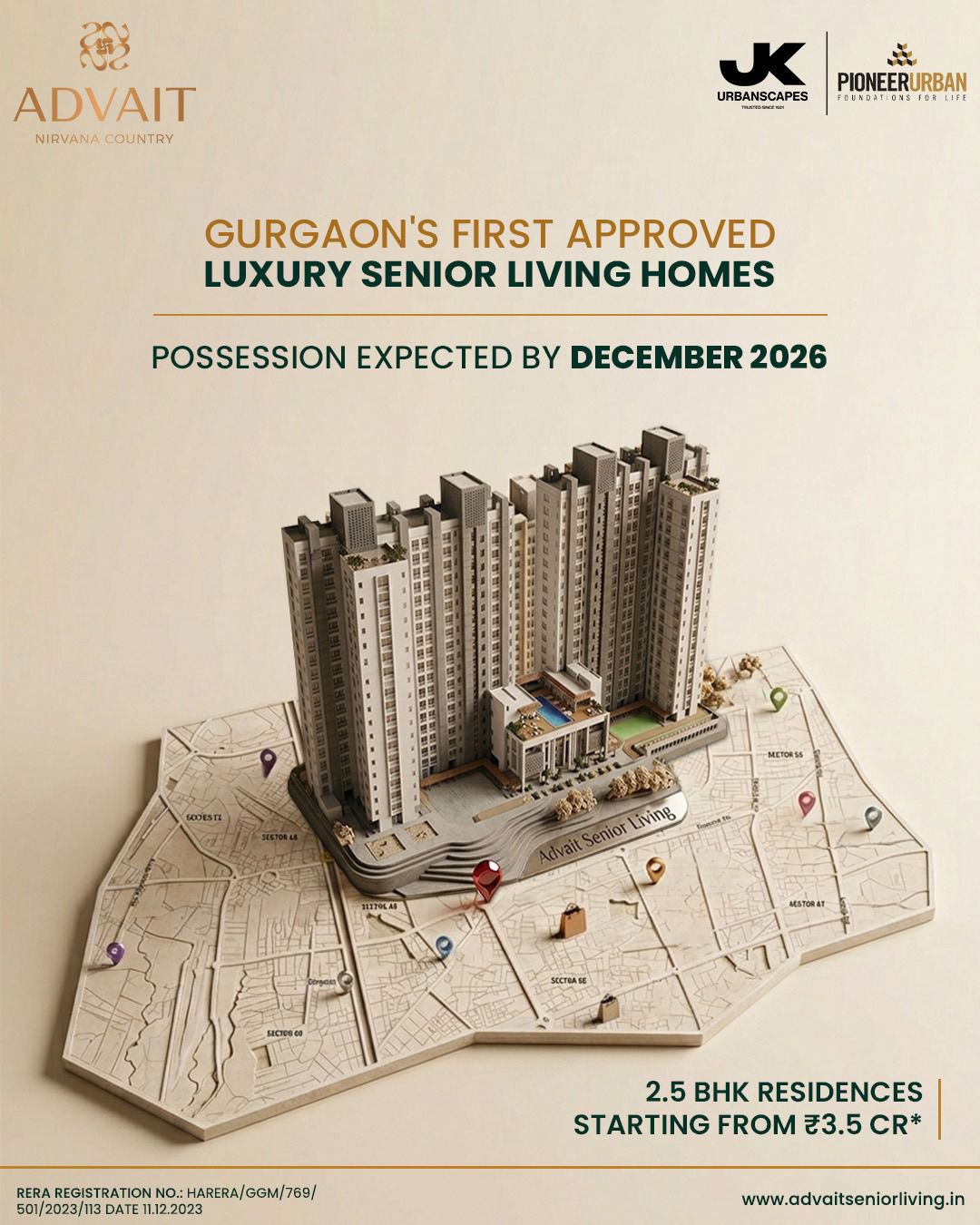 Possession by December 2026 at Advait Nirvana Country! || Explore Gurgaon’s First Luxury Senior Living Homes! || 2.5 BHK Residences Starting ₹3.5 Cr Update