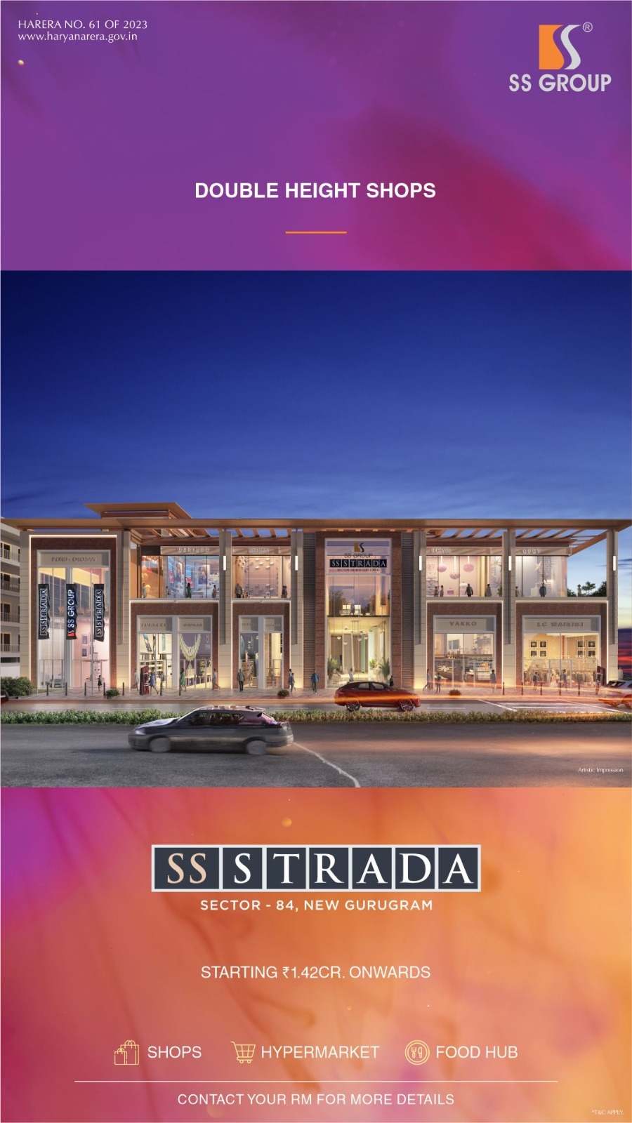 Own Double Height Shops at SS Strada, New Gurugram from ₹1.42Cr Update