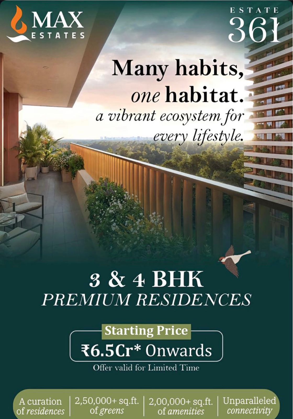 Discover Luxurious Living at Estate 361 by Max Estates in Premium 3 & 4 BHK Residences, Starting at ₹6.5Cr Update