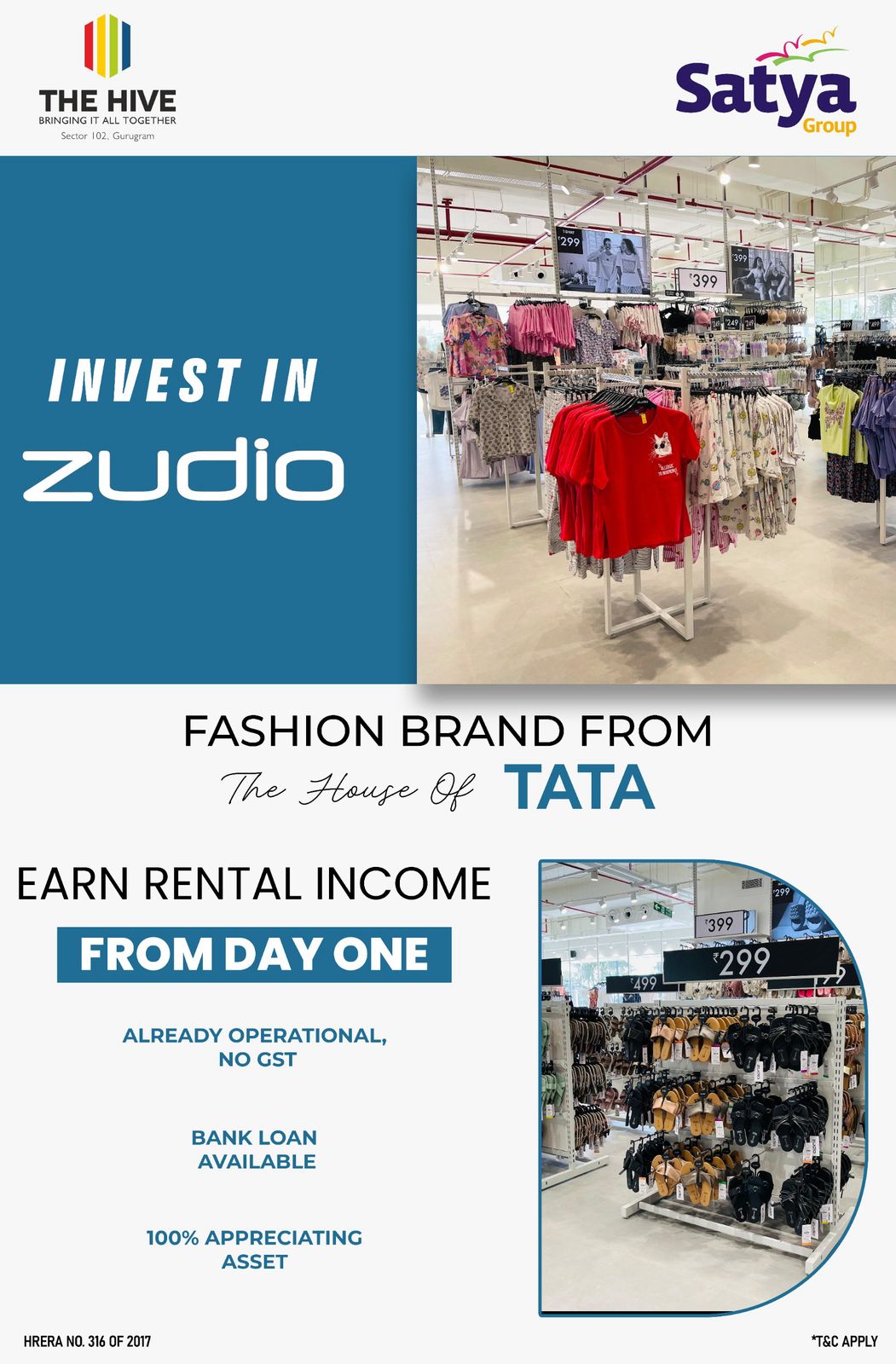Invest in Zudio at The Hive, Sector 102, Gurugram, by Satya Group Update