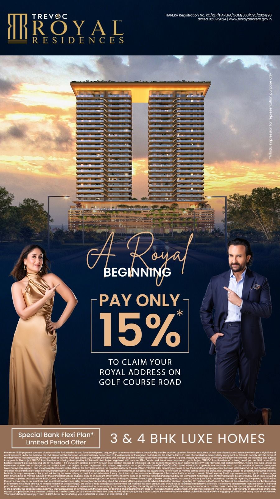 Secure Your Royal Address with 15% Payment || Begin Your Royal Journey at Trevoc || Pay Just 15% to Own Luxury at Golf Course Road Update