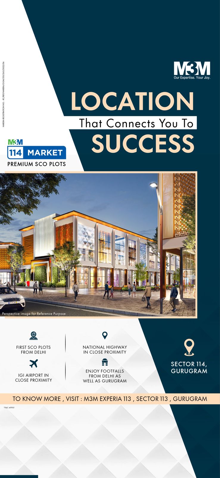 Location that connects you to success is M3M 114 Market Premium SCO Plots Update